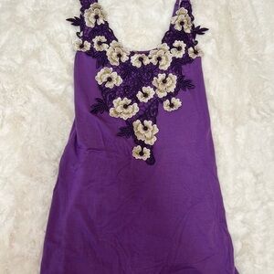 Purple 3d spaghetti strap dress, small.